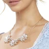 Outlet High Society Floral Faux Diamond Metal Necklace Jewelry