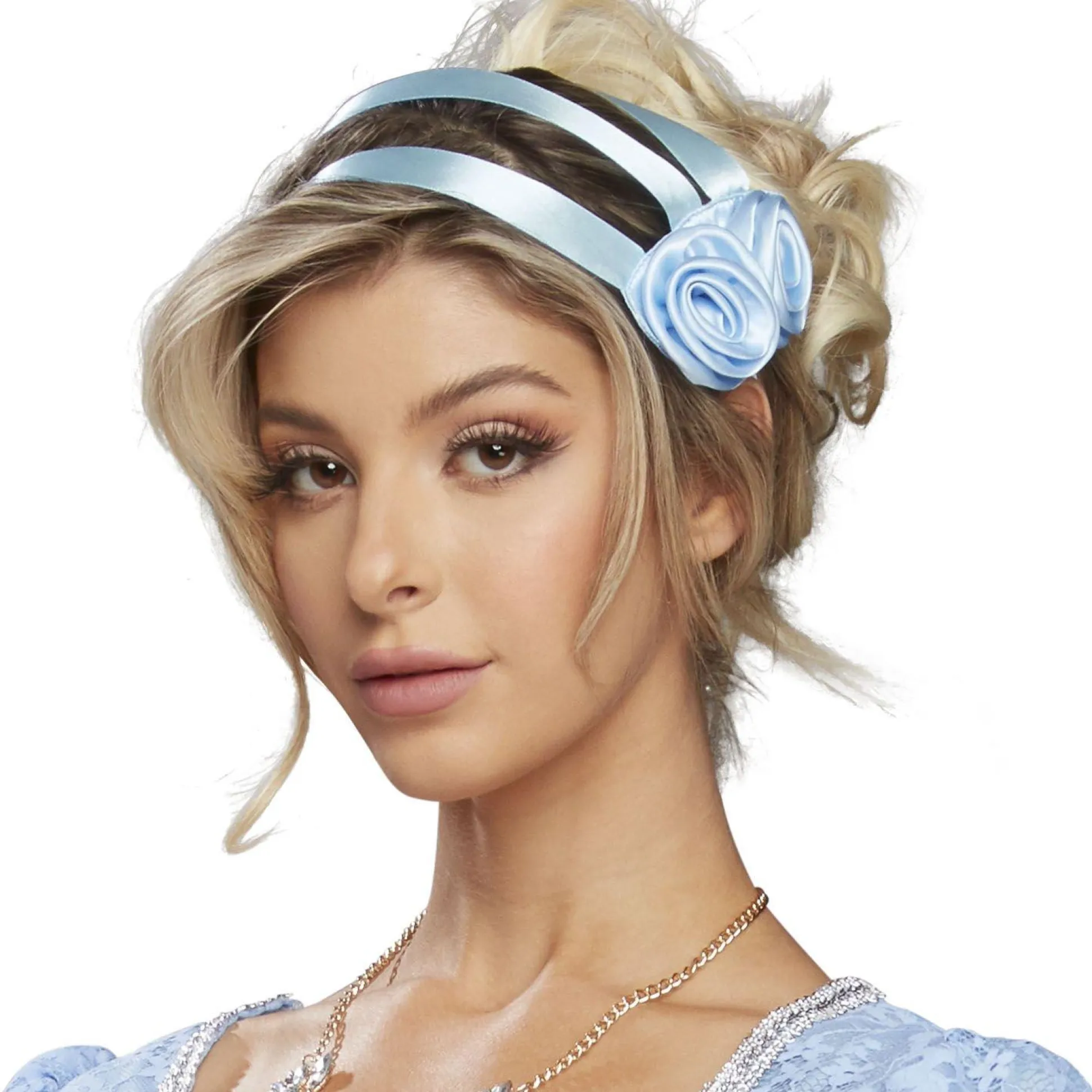 Hot High Society Pastel Blue Fabric Headpiece Headbands, Tails