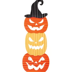 Party City Jack-O'-Lantern Corrugated Metal Stacked Sign, 9.8In X 28In| Home Décor