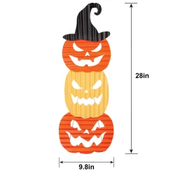Party City Jack-O'-Lantern Corrugated Metal Stacked Sign, 9.8In X 28In| Yard Stakes & Signs