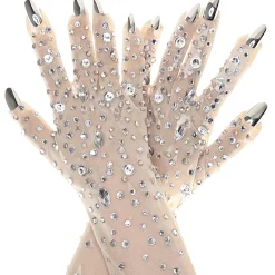Party City Jeweled Nude Mesh Gloves| Gloves