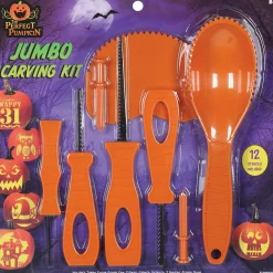 Party City Jumbo Plastic & Stainless Pumpkin Carving Kit With Paper Stencils, 20Pc| Pumpkin Carving Kits