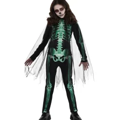 Party City Kids' Glow-In-The-Dark Skeleton Glow Reaper Costume|Girl Scary