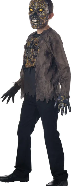 Party City Kids' Light-Up Extreme Scorched Zombie Deluxe Costume|Boy Scary