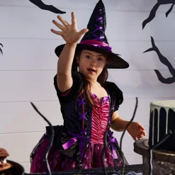 Party City Kids' Light-Up Sparkle Witch Deluxe Costume|Girl Witch
