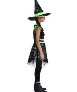 Party City Kids' Midnight Witch Glow-In-The-Dark Costume|Girl Witch