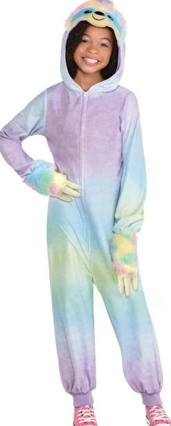 Party City Kids' Pastel Sloth One Piece Zipster Costume|Girl Animal & Bug