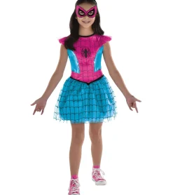 Party City Kids' Pink & Blue Spider-Girl Costume - Marvel|Girl Superhero