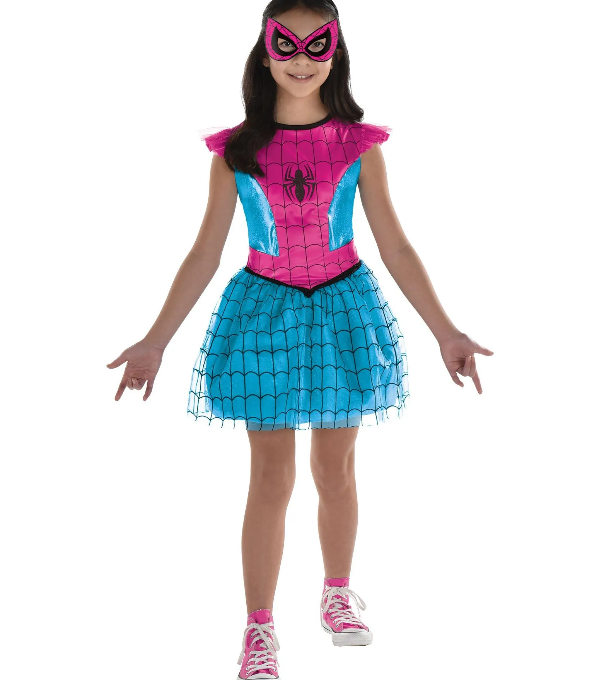 Party City Kids' Pink & Blue Spider-Girl Costume - Marvel|Girl Superhero