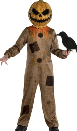 Party City Kids' Rotten Pumpkin Scarecrow Costume|Boy Scary