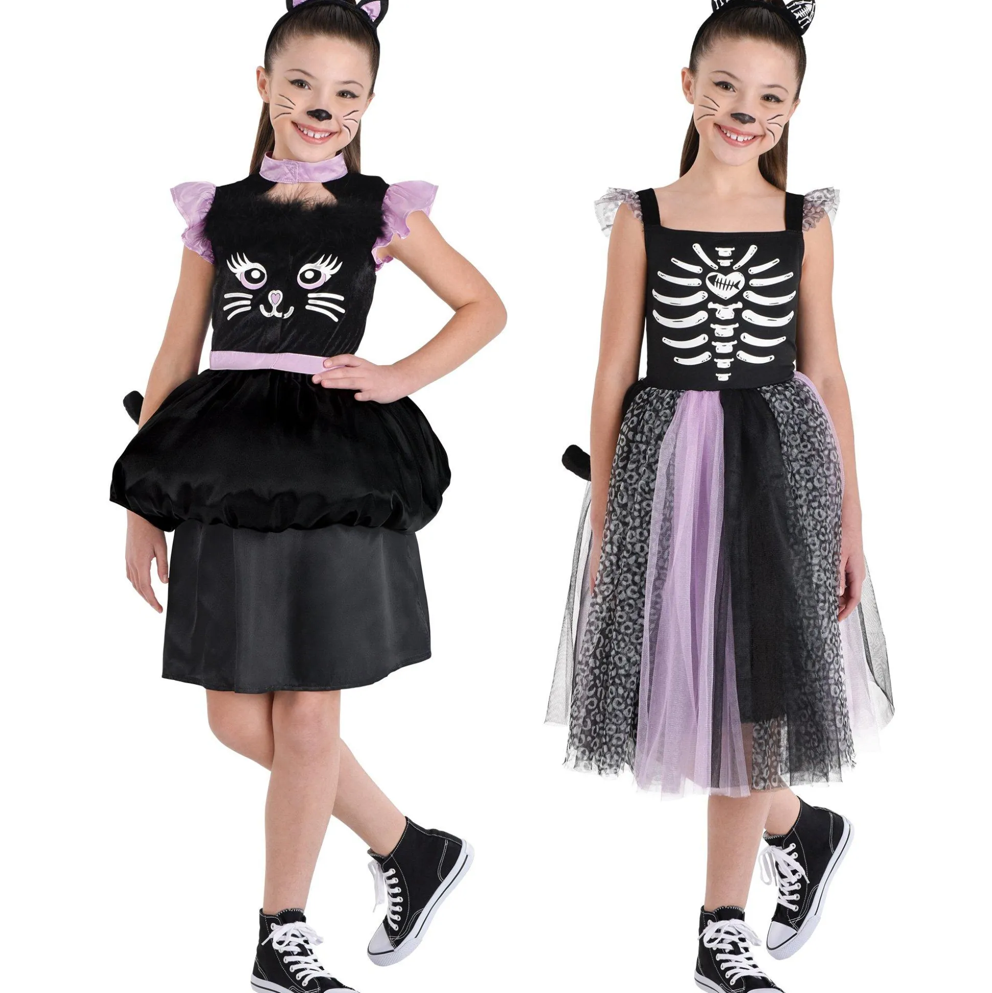 Party City Kids' Skeleton Cat Transforming Costume|Girl Scary