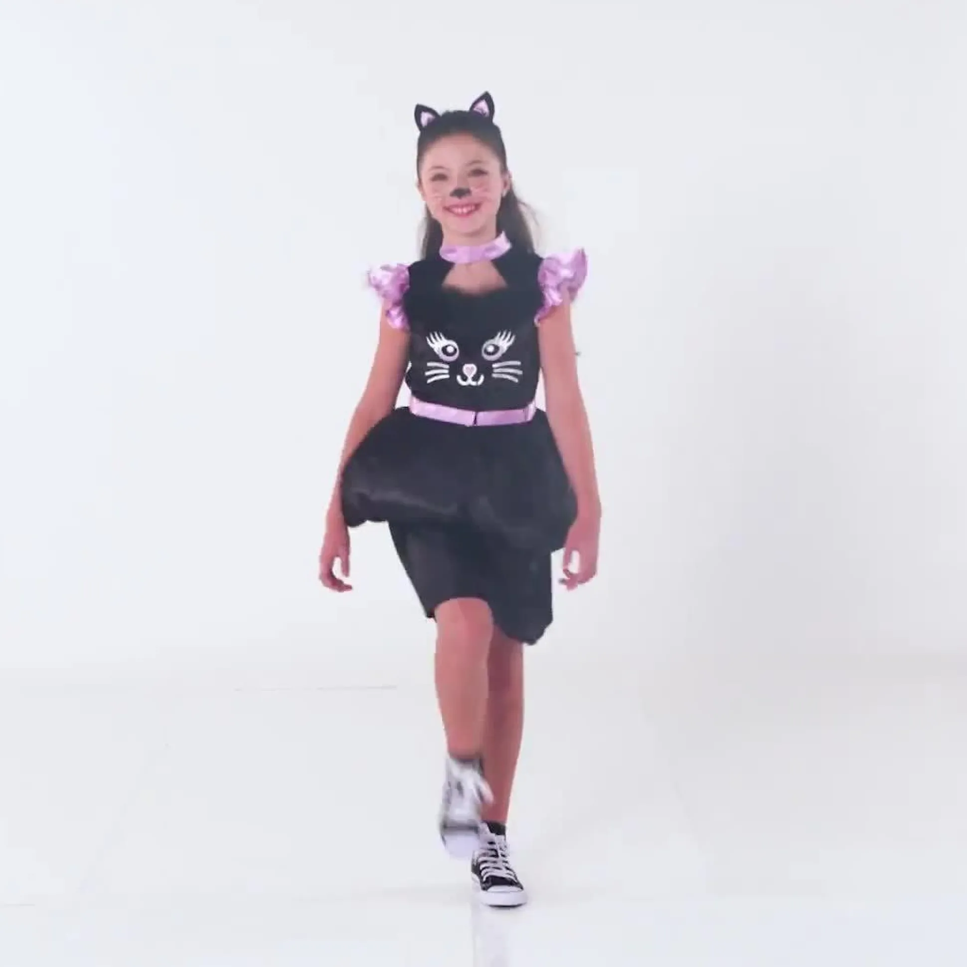 Party City Kids' Skeleton Cat Transforming Costume|Girl Scary