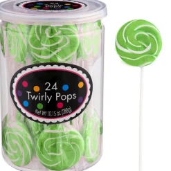 Cheap Kiwi Green & Silver Team Colors Swirly Lollipops, 48Ct - Blackberry & Green Apple Candy Buffet By Color