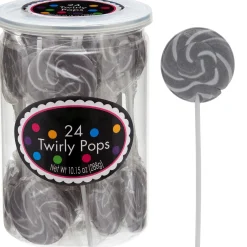 Cheap Kiwi Green & Silver Team Colors Swirly Lollipops, 48Ct - Blackberry & Green Apple Candy Buffet By Color