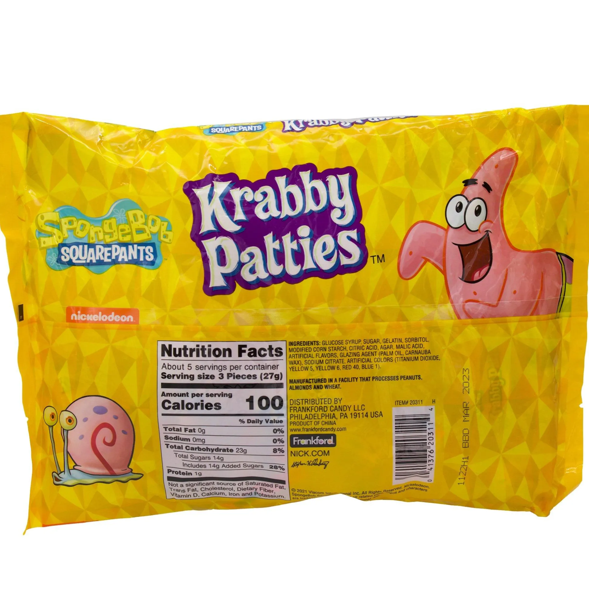 New Krabby Patty Gummy Candy Bag, 5.08Oz - Spongebob Squarepants Bulk Candy