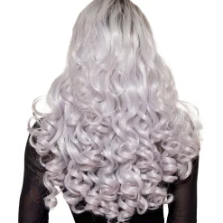 Cheap Lace Front Dark Roots Curly Silver Wig Wigs