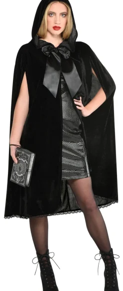 Sale Lace-Lined Hooded Cape With Oversized Bow Women Witch
