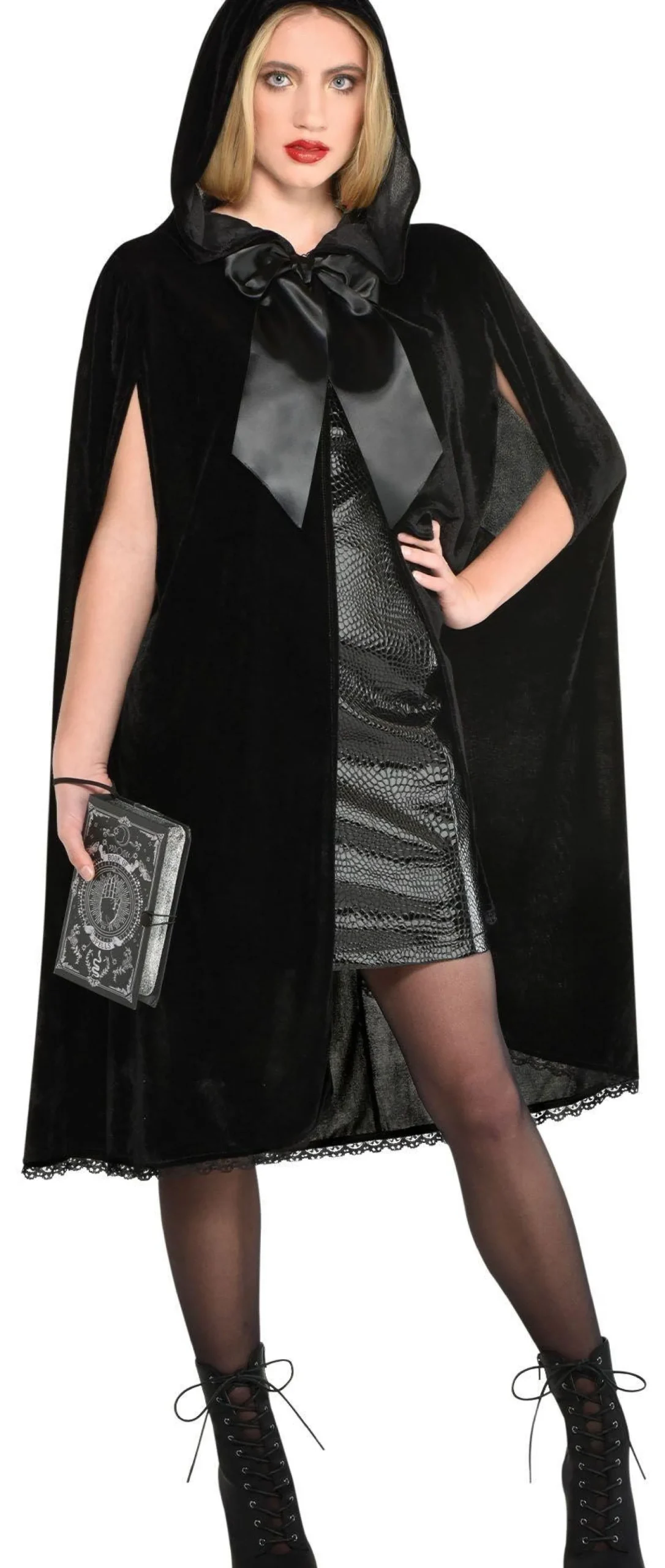 Sale Lace-Lined Hooded Cape With Oversized Bow Women Witch