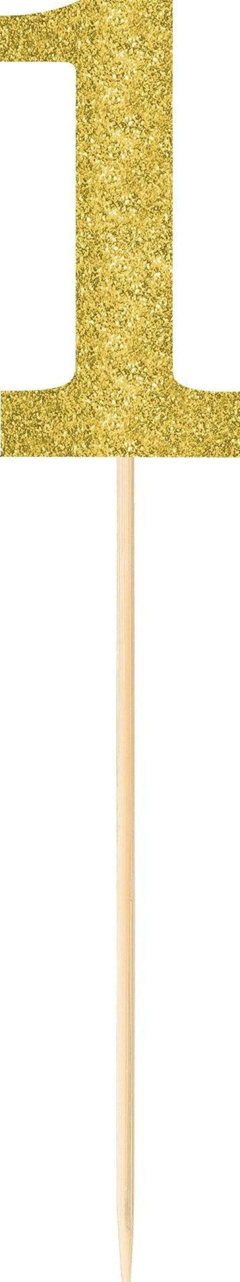Cheap Large Glitter Gold Number 1 Picks 2Ct Cupcake Decorations & Picks