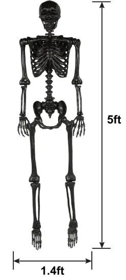 Party City Life-Size Poseable Skeleton, Black, 5Ft - Halloween Decoration| Boneyard Glam