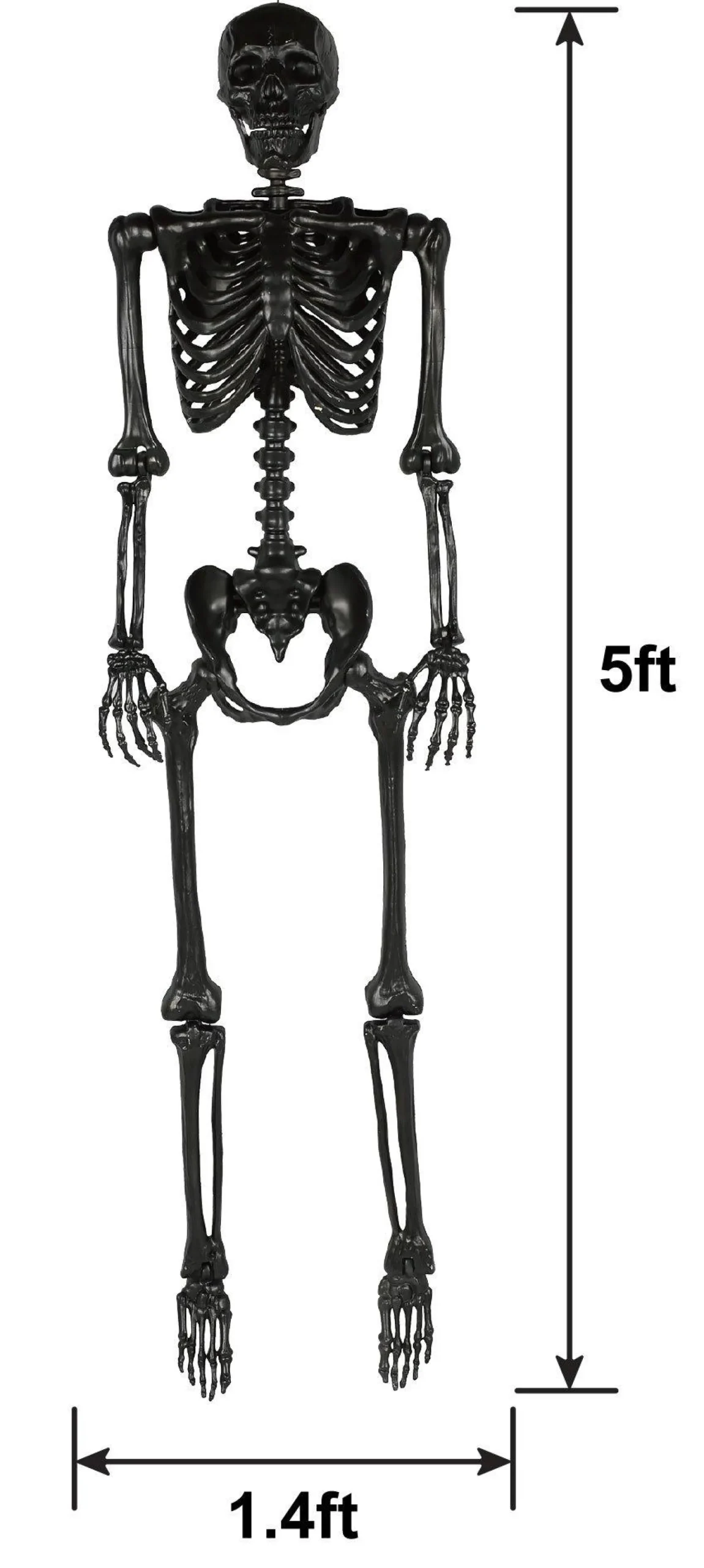 Party City Life-Size Poseable Skeleton, Black, 5Ft - Halloween Decoration| Boneyard Glam
