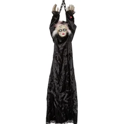 Party City Light-Up Animated Creepy Doll Plastic & Fabric Hanging Decoration With Sounds, 53In| Window & Wall Décor