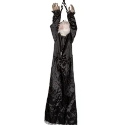 Party City Light-Up Animated Creepy Doll Plastic & Fabric Hanging Decoration With Sounds, 53In| Door Décor & Signs