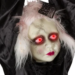 Party City Light-Up Animated Creepy Doll Plastic & Fabric Hanging Decoration With Sounds, 53In| Animatronics