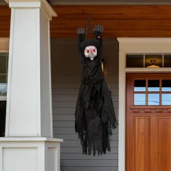 Party City Light-Up Animated Plague Doctor Plastic & Fabric Hanging Decoration With Sounds, 53In| Window & Wall Décor