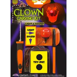 Party City Light-Up Clown Plastic & Stainless Steel Pumpkin Carving Kit With Sounds, 7Pc| Pumpkin Carving Kits