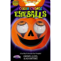 Party City Light-Up Color Changing Pumpkin Eyeballs 2Ct| Strobe Lights & Black Lights
