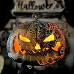 Party City Light-Up Flaming Pumpkin, 14.2In X 10.2In - Halloween Decoration| Home Décor