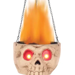 Party City Light-Up Flaming Skull Sconce, 18.25In - Halloween Decoration| Hanging Decorations
