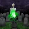 Party City Light-Up Floating Skeleton Ghost & Gravestone Fabric & Plastic Yard Decoration With Sounds, 6Ft| Tombstones & Fencing