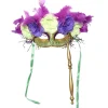 Hot Light-Up Floral Masquerade Mask On A Stick Masquerade