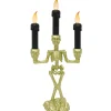 Party City Light-Up Gold Skeleton Plastic Candelabra, 6.3In X 14In| Boneyard Glam