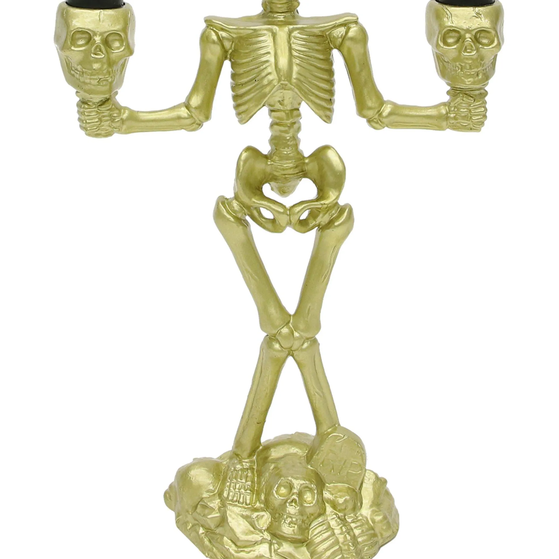 Party City Light-Up Gold Skeleton Plastic Candelabra, 6.3In X 14In| Boneyard Glam