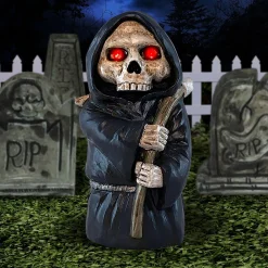 Party City Light-Up Grim Reaper Monster Squeezer Plastic Decoration, 4In| Favors & Favor Bags