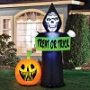 Party City Light-Up Halloween Reaper & Jack-O'-Lantern Inflatable Yard Decoration, 5.5Ft| Inflatables & Blow-Ups