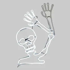 Party City Light-Up Neon Skeleton Sign, 18In - Halloween Decoration| Strobe Lights & Black Lights