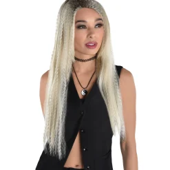 Clearance Long Platinum Blond Crimped Wig Wigs