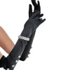 Shop Long Satin Rhinestone Gloves Gloves