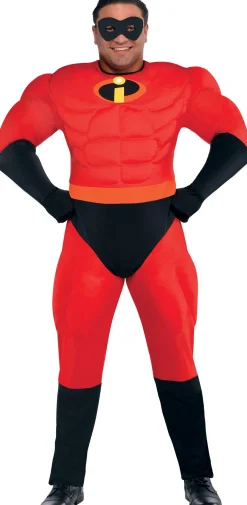 New Mens Mr. Incredible Muscle Costume Plus Size - The Incredibles Men Superhero