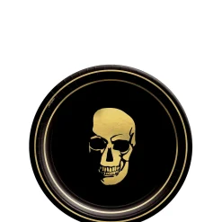 Party City Metallic Glam Boneyard Paper Dessert Plate, 7In, 8Ct| Boneyard Glam