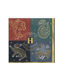 Party City Metallic Hogwarts United Paper Beverage Napkins, 5In, 16Ct - Harry Potter| Harry Potter Hogwarts