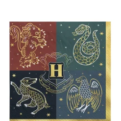 Party City Metallic Hogwarts United Paper Lunch Napkins, 6.5In, 16Ct - Harry Potter| Harry Potter Hogwarts