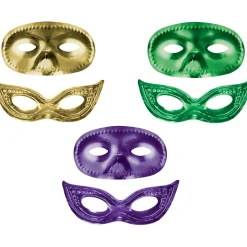 Sale Metallic Mardi Gras Plastic Masks, 6Ct Masquerade