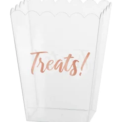Fashion Metallic Rose Gold Treats Plastic Scalloped Container, 55Oz Candy Buffet By Color