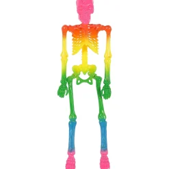 Party City Mini Rainbow Poseable Plastic Hanging Skeleton, 8In| Skeletons