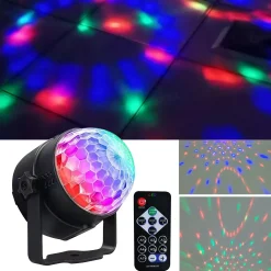 Party City Multicolor Led Disco Projector With Remote| Strobe Lights & Black Lights